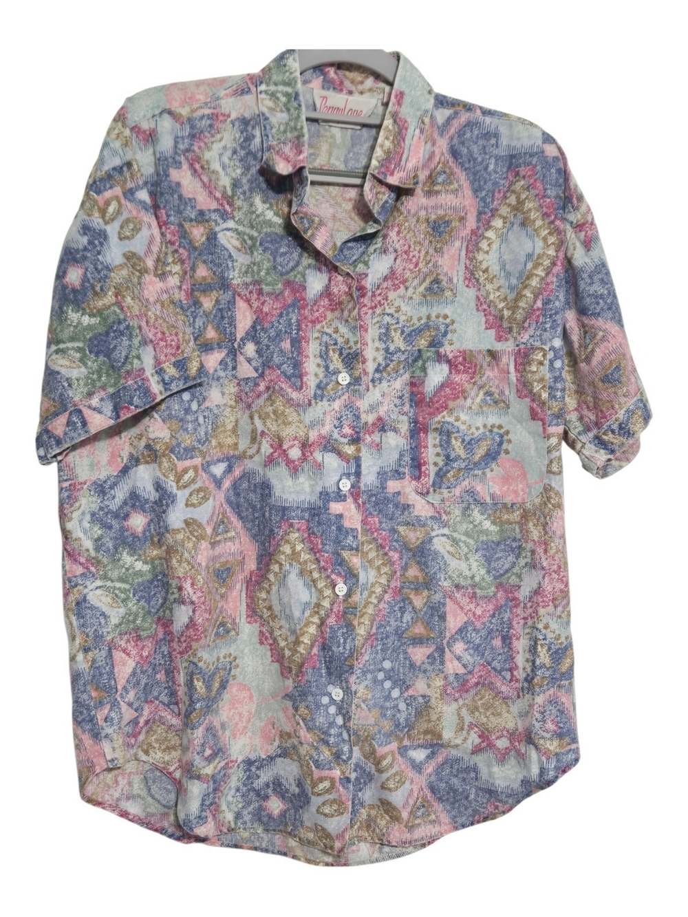 Vintage Pastel PennyLane Short-Sleeve Button-Up Shirt